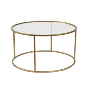 Table Basse Ronde En Verre – Cadre Doré ⌀80 Cm Tulum