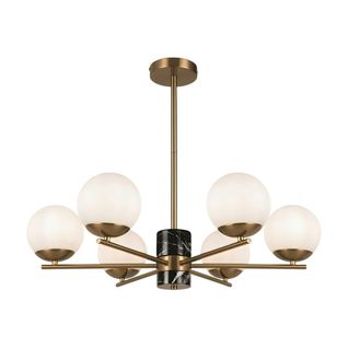 Suspension Moderne – 6 Globes et Marbre Noir deltona