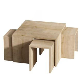 Table Basse Gigogne Effet Chêne - 5 Pièces Marfa