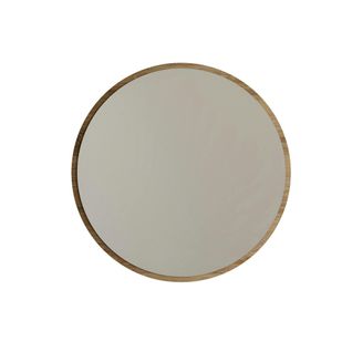 Miroir D'entrée Rond Effet Noyer Ø60 Cm - Style Moderne Cody