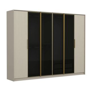 Armoire Dressing Blanc 4 Portes Verre H 210 Cm Byron