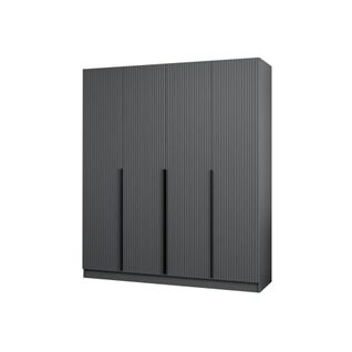 Armoire Penderie Design Gris Rainuré H 210 Cm Byron