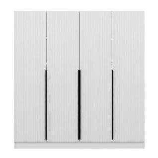 Armoire Penderie Blanche Rainurée Moderne H 210 Cm Byron