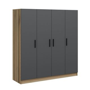 Armoire Penderie Moderne Effet Bois Et Gris Byron