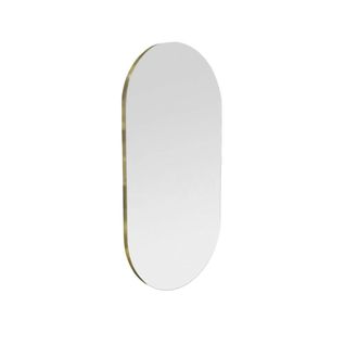 Miroir Salle De Bains Ovale Argenté, Bordure Dorée 85 Cm Cody