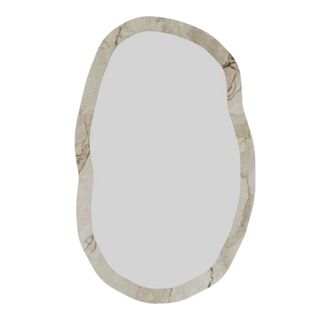 Miroir Design Organique Cadre Effet Marbre Beige 85 Cm Cody