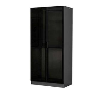 Armoire Penderie Grise Vitrée - 2 Portes H.210 Cm Byron