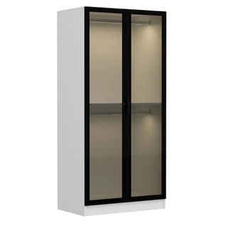 Armoire Penderie Blanche - 2 Portes Vitrées H. 210 Cm Byron
