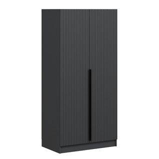 Armoire Penderie Design Gris Rainuré - 2 Portes Byron