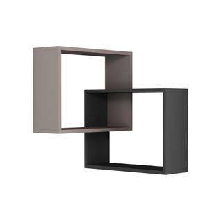 Étagère D'angle Design Moka et Gris - 2 Cubes Imbriqués Marfa