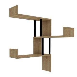 Étagère Murale D’angle Effet Bois Clair - 3 Plateaux Jena