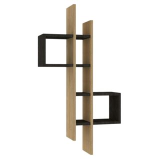 Etagère Murale Design Bicolore, Effet Chêne Et Gris Marfa