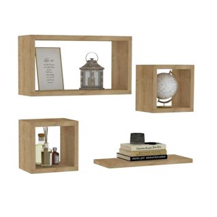 Etagère Murale Modulable Effet Bois Clair (lot De 4) Marfa