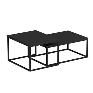 Table Basse Gigogne Noire Design Moderne (lot De 2) Jena