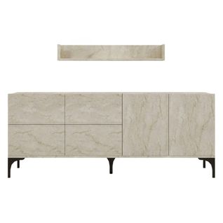 Buffet Salle à Manger Moderne Effet Travertin 6 Portes Jena