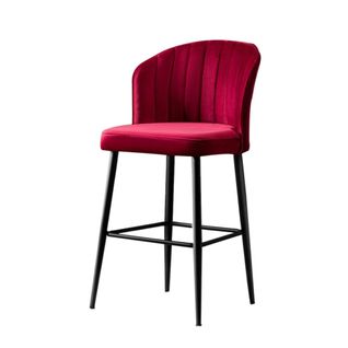 Tabouret De Bar En Velours Rouge 65 Cm (lot De 2) Rosario