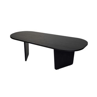 Table Basse Noire Organique Effet Bois - Pieds Obliques Marfa