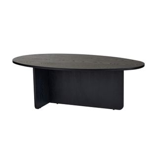 Table Basse Moderne Ovale Effet Bois Noir – Pied En T Marfa