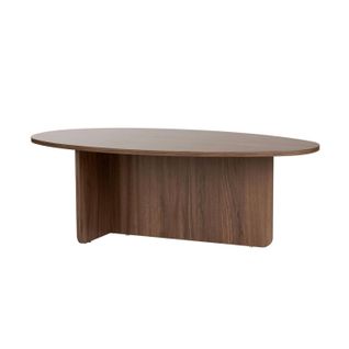 Table Basse Moderne Ovale Effet Noyer – Pied En T Marfa