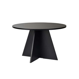 Table à Manger Ronde Noire Effet Bois Ø120 Cm Marfa