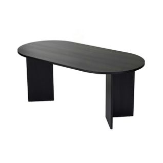 Table à Manger Moderne Noire Effet Bois Pieds En V 180 Cm Marfa