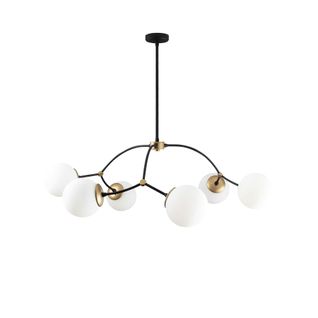 Suspension Design Vintage Noire 6 Globes Blancs Sierre