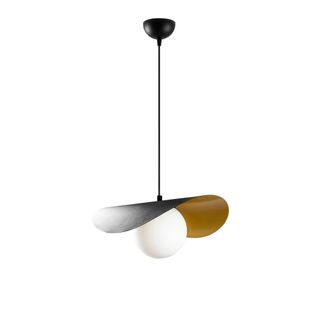 Suspension Design Noire et Doré Abat-jour Galbé 1 Globe Sinop
