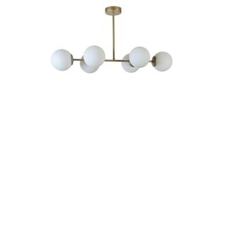 Suspension Salle à Manger Vintage, 6 Globes Blancs Sierre