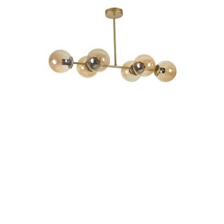 Suspension Salle à Manger Vintage, 6 Globes Ambrés Sierre