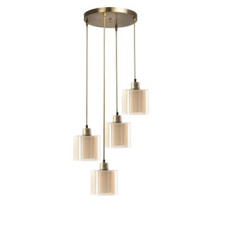 Suspension Moderne En Verre Ivoire 4 Abat-jour Side