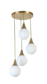 Suspension Moderne Dorée 4 Globes Verre Dépoli Sierre
