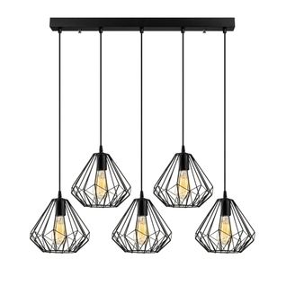 Suspension De Table Noire Design Diamant 5 Abat-jour Erzin