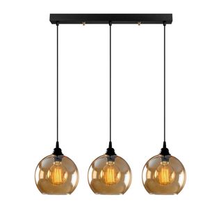 Suspension De Table En Verre Doré, 3 Globes 70 Cm Sivas