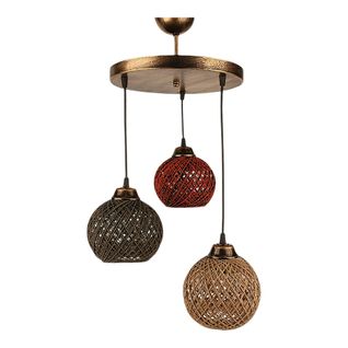 Suspension Moderne 3 Abat-jour Tressés Multicolores Arosa