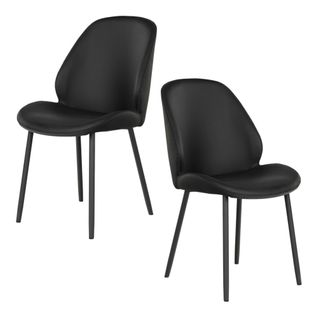 Chaise Noire Moderne Avec Surpiqure (lot De 2) Berlin