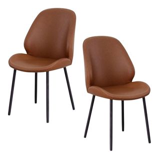 Chaise Marron Moderne Avec Surpiqure (lot De 2) Berlin