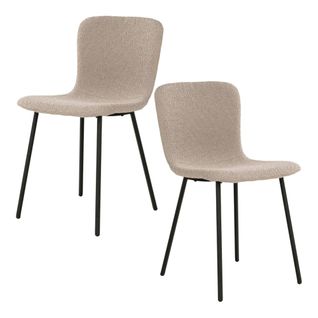 Chaise Bouclette Beige Pieds Métal Noir (lot De 2) Lota