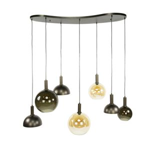 Suspension Industrielle Abat-jour Verre Et Métal 7 Lampes Nova