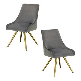 Chaise Velours Gris (lot De 2) Hobart