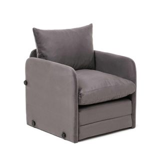 Fauteuil Convertible Gris Velours Couchage 200 Cm Oruro