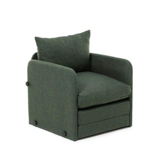 Fauteuil Convertible Vert Foncé Lin Couchage 200 Cm Oruro