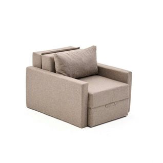 Fauteuil Lit Convertible Taupe Avec Porte-revues Manil