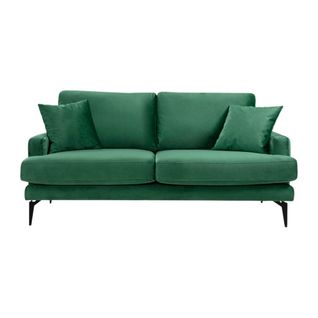 Canapé 2 Places Vert En Tissu Velours 175 Cm Seattle