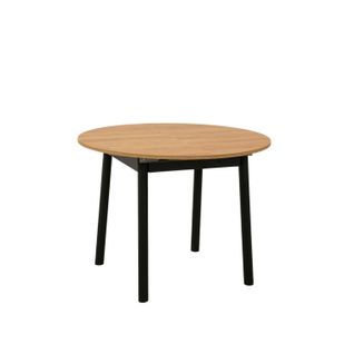 Table Extensible Ronde Effet Chêne Pieds Noirs Ø100-131 Cm Arden