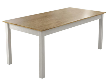 Table à Manger Blanche, Plateau Effet Bois Clair 180 Cm Calma