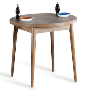 Table à Manger Ronde Effet Bois De Noyer Clair Ø90 Cm Marfa