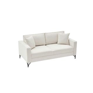 Canapé 2 Places Blanc Crème Moderne, Pieds Noirs Neolia