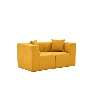 Canapé 2 Places Compact Moutarde Tissu Chenille Plovia