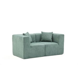 Canapé 2 Places Compact Vert Tissu Chenille Plovia
