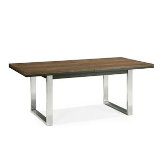 Table à Manger Extensible En Chêne Et Métal Brossé 190-240 Rimini